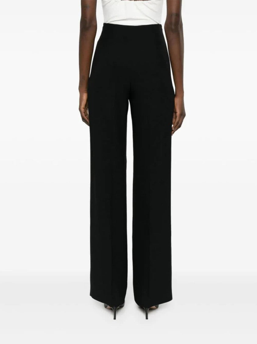 Alberta Ferretti Neutral Pantaloni High-Waisted Satin Palazzo Pants