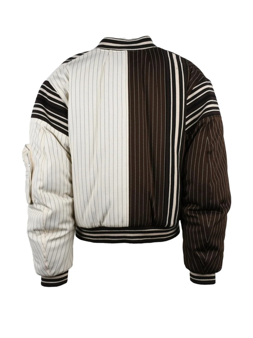Pdf Brown/White Asymmetrical Contrast Lining Bomber Coat
