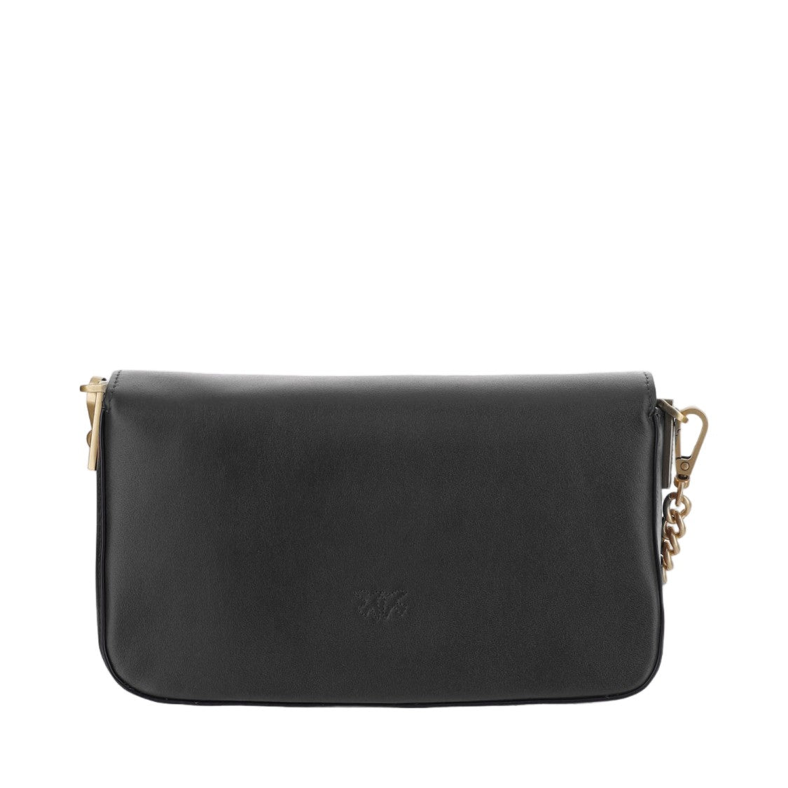 Pinko Black Leather Logo Shoulder Bag
