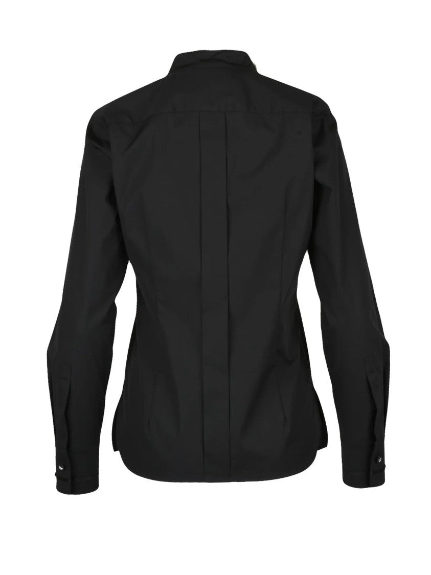 Max Mara Cotton Stretch Shirt With Mandarin Collar And Tailored Fit
