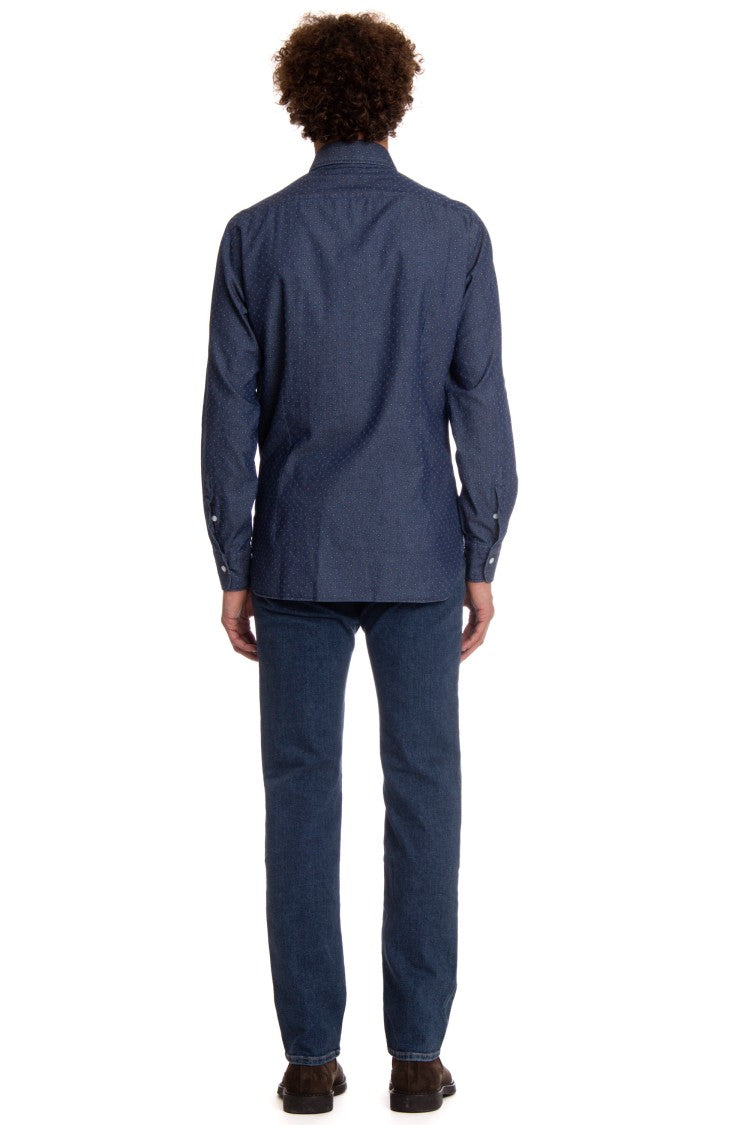 Barba Micro Pattern Denim Shirt Dandylife Line