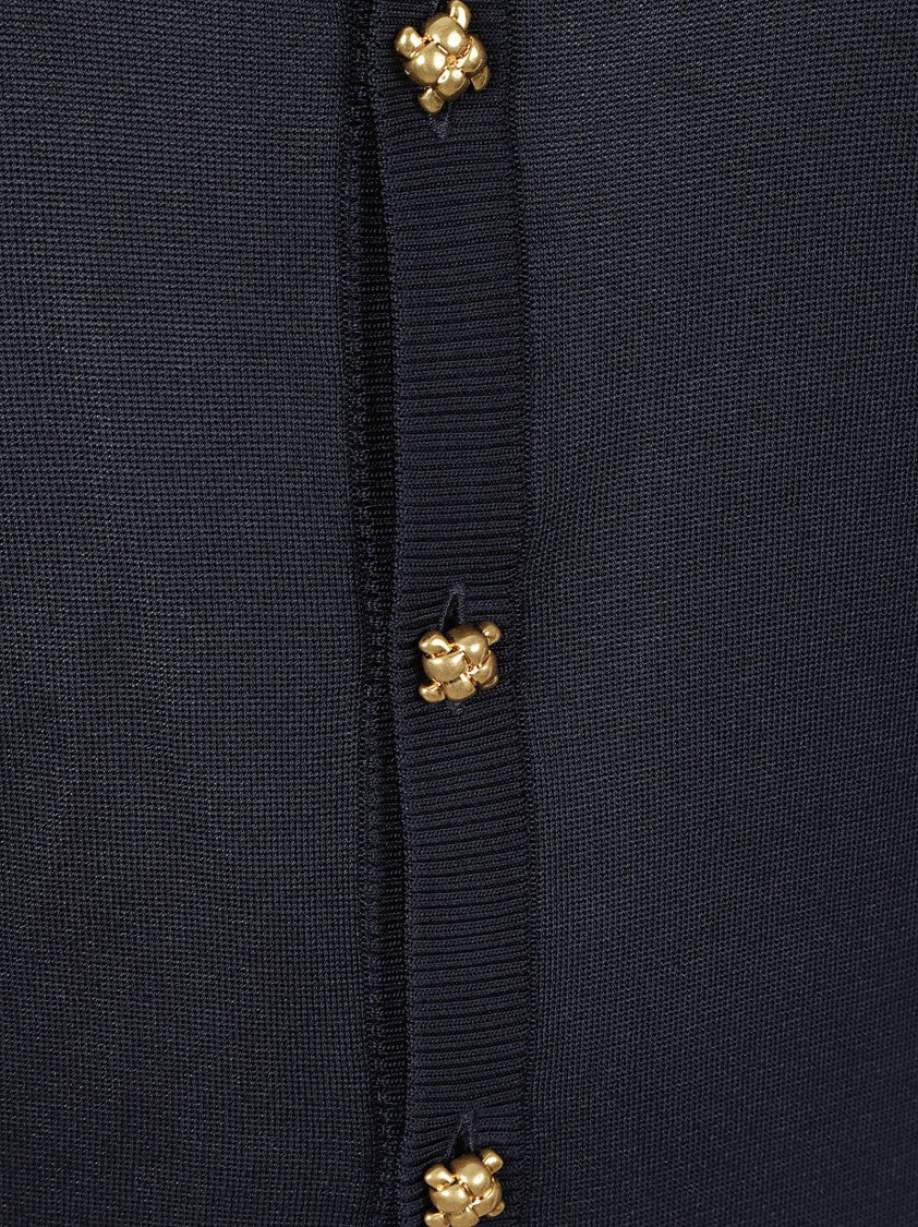Bottega Veneta Silk Knit Sweater With Gold-Tone Button Accents