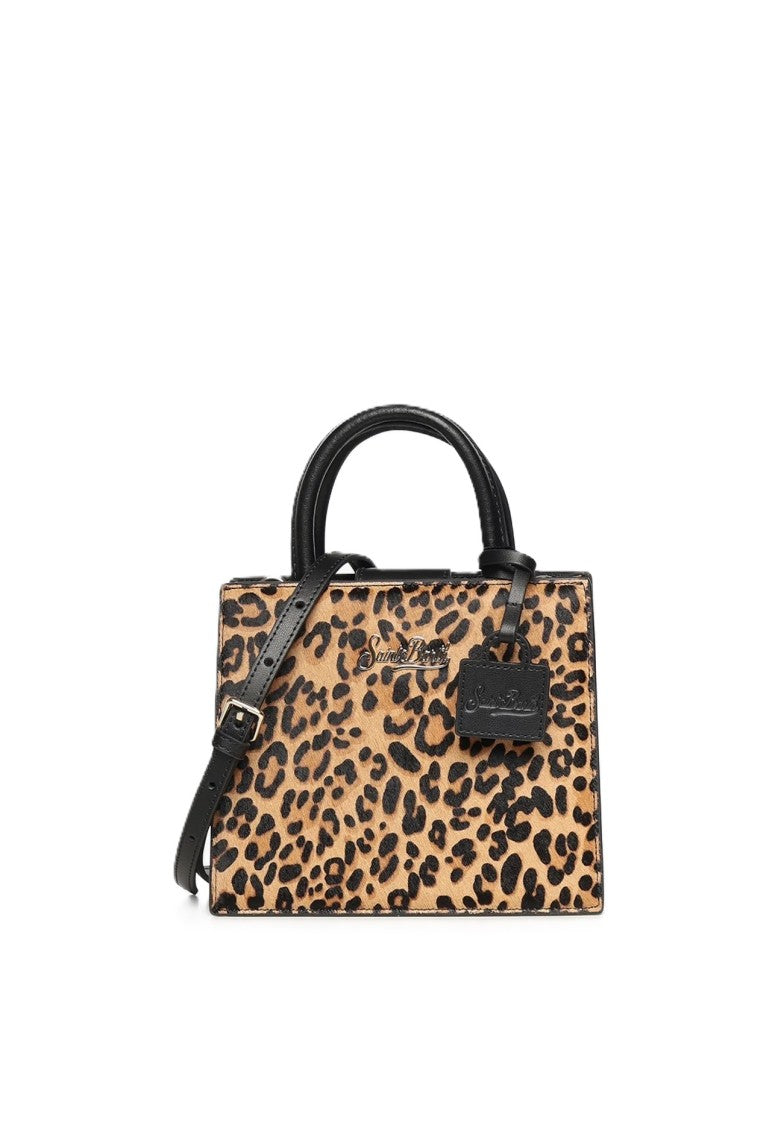 Mc2 Saint Barth Structured Leopard Print Handbag With Versatile Carrying Options