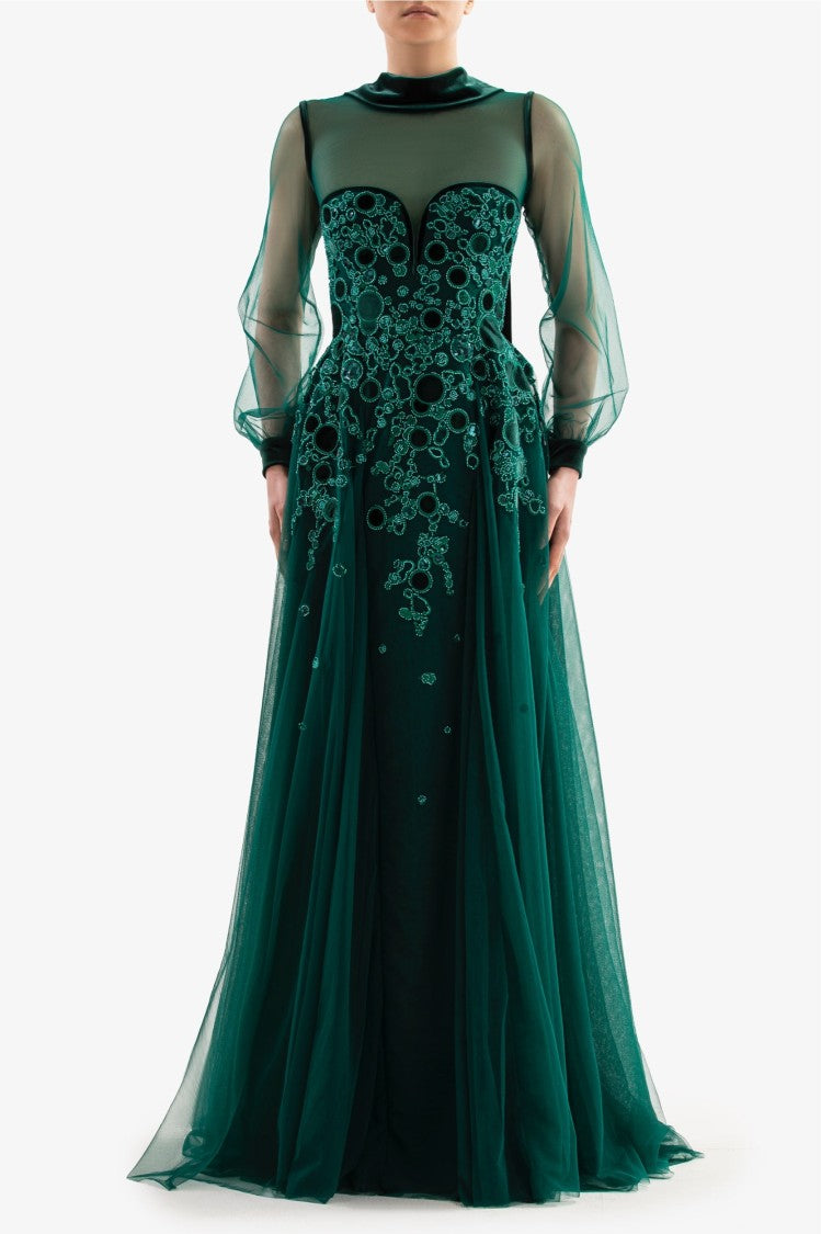 Saiid Kobeisy Embroidered Tulle Dress