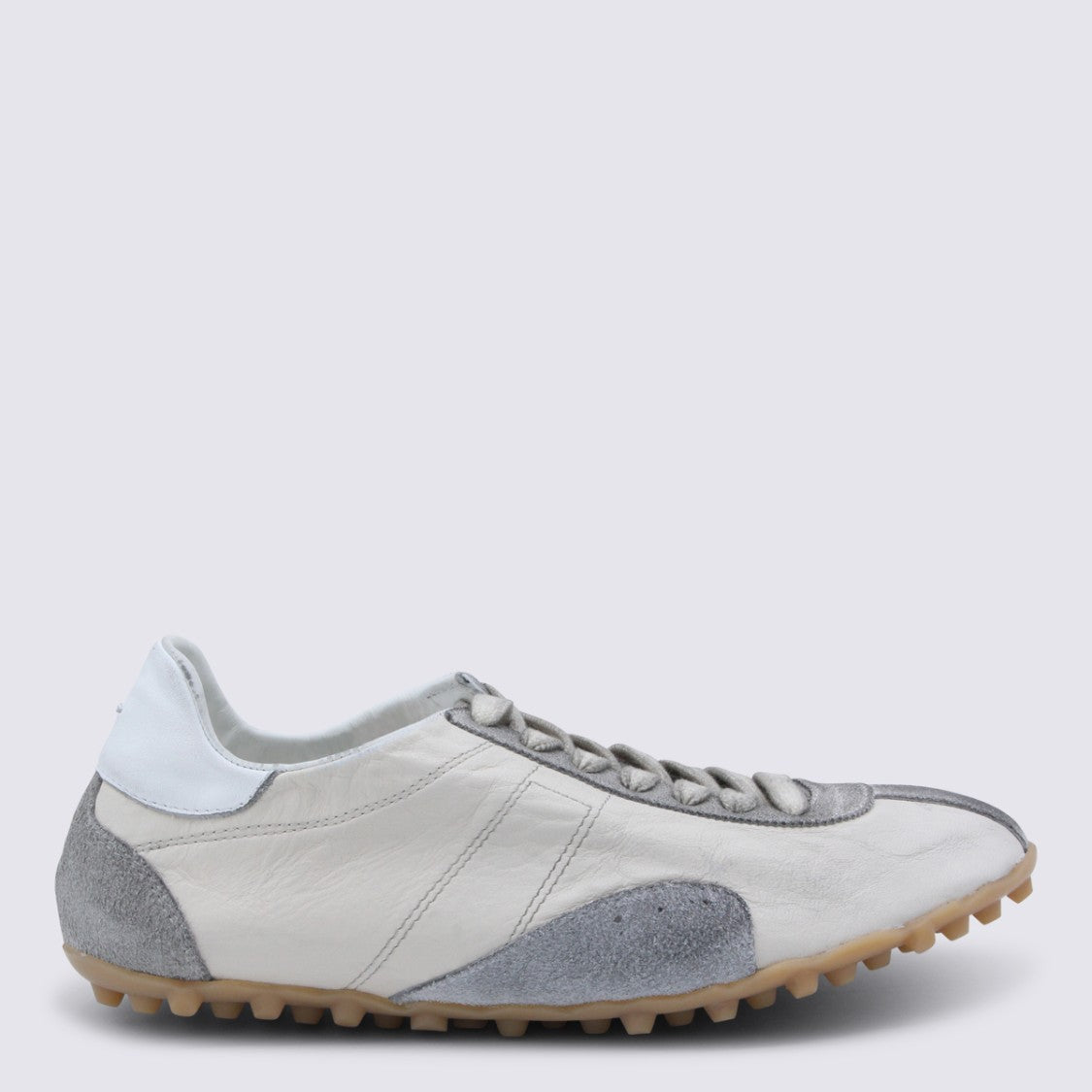 Maison Margiela Low-Top White Leather Sneakers With Central Stripe Detail