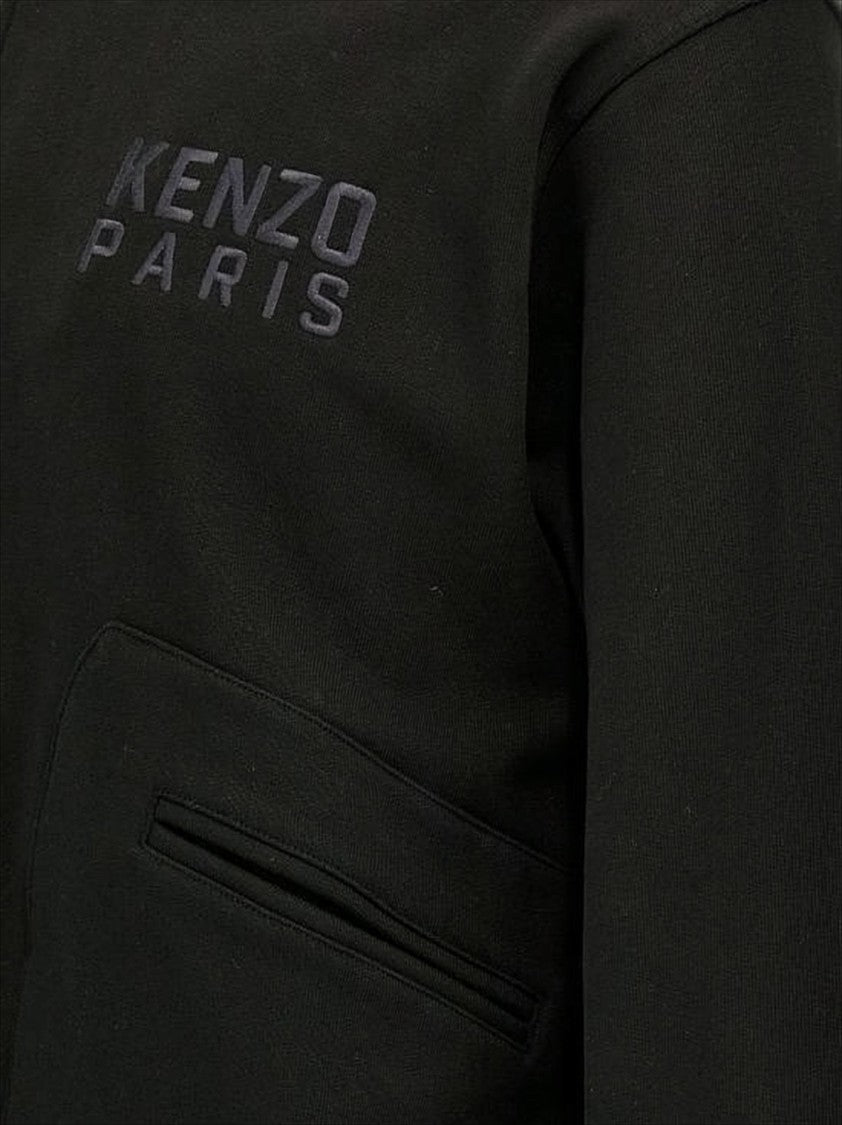 Kenzo Black Varsity Jacket With Embroidered Tiger Motif