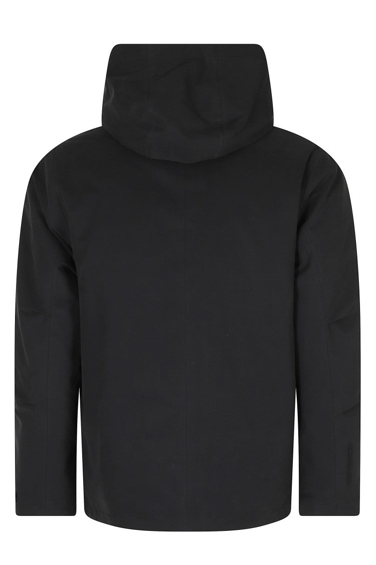 People Of Shibuya Short Black Technical Microfiber Jacket With Concealed Zipper