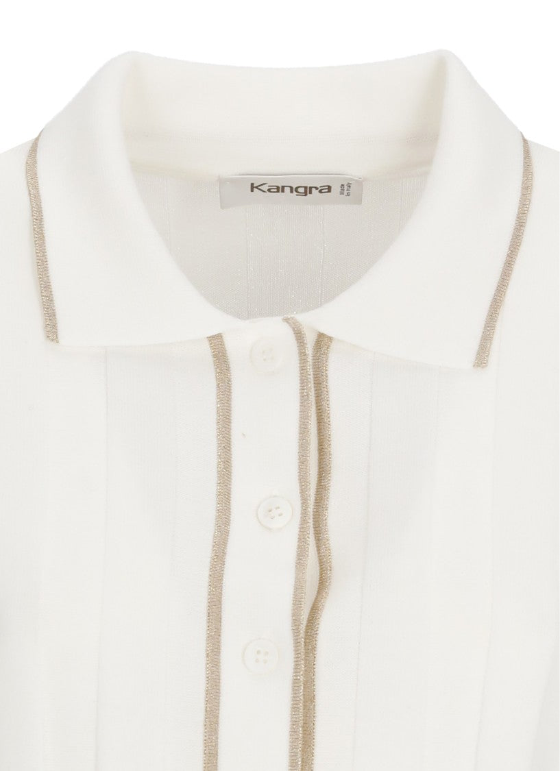 Kangra Ivory Cotton Lurex-Trim Polo Shirt