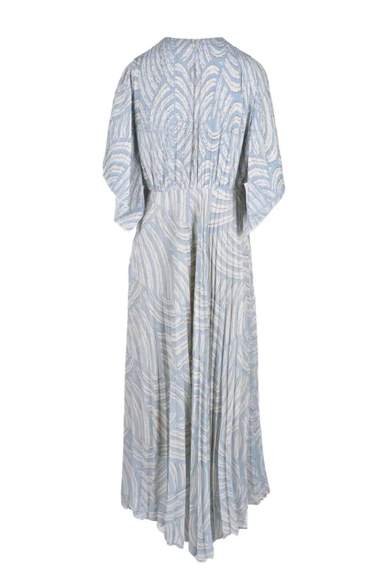 Erika Cavallini Long Pleated Dress - White/Light Blue
