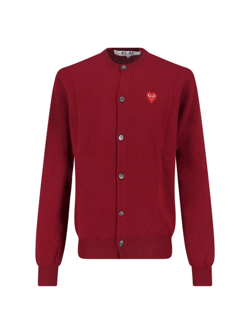 Comme Des Garçons Logo Cardigan Red