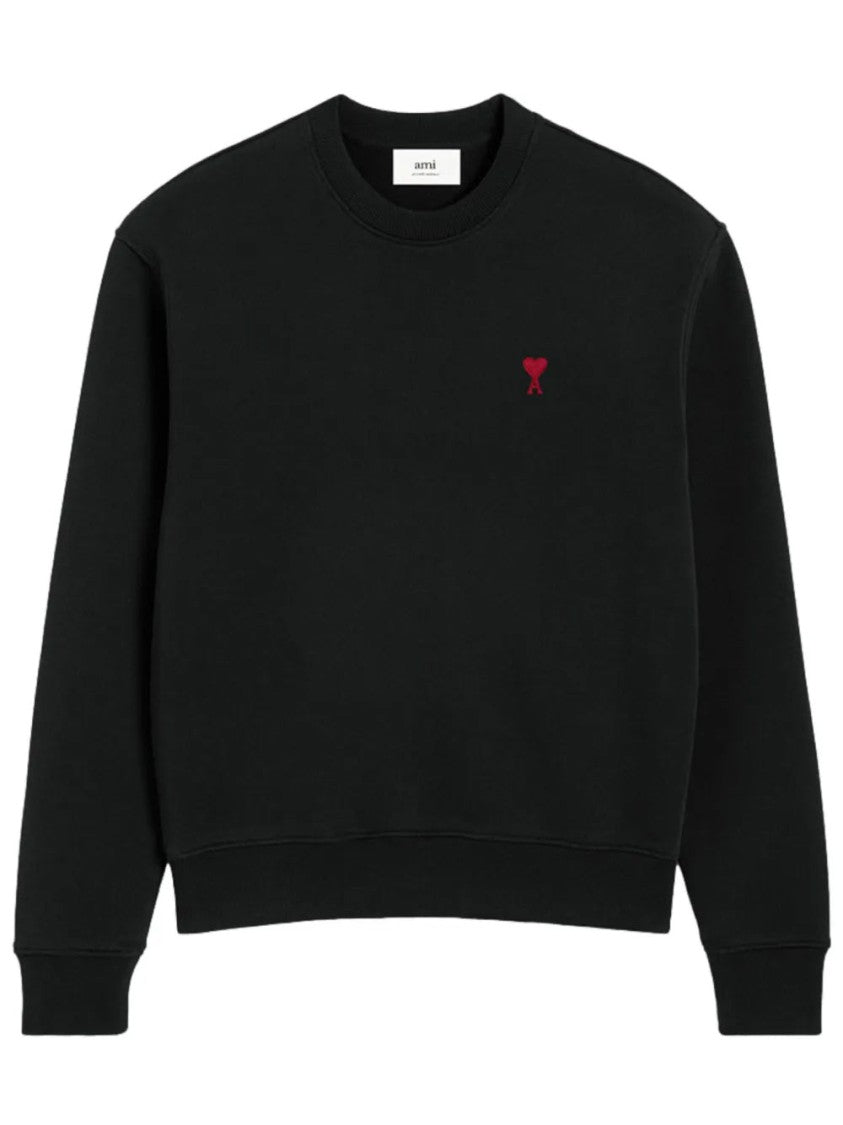 Ami Logo-Embroidered Cotton Sweatshirt With Crew Neckline