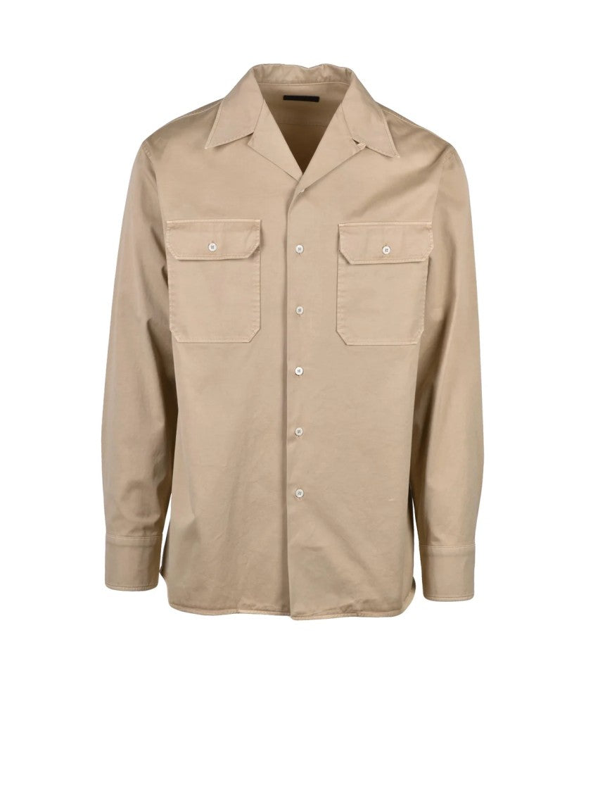 Prada Straight Oversize Cotton Shirt - Khaki