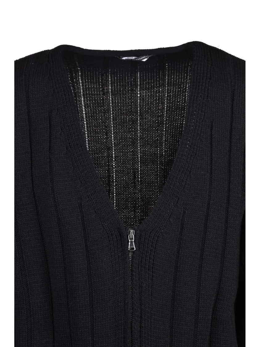 Daniele Alessandrini Black Wool-Blend Zip Cardigan