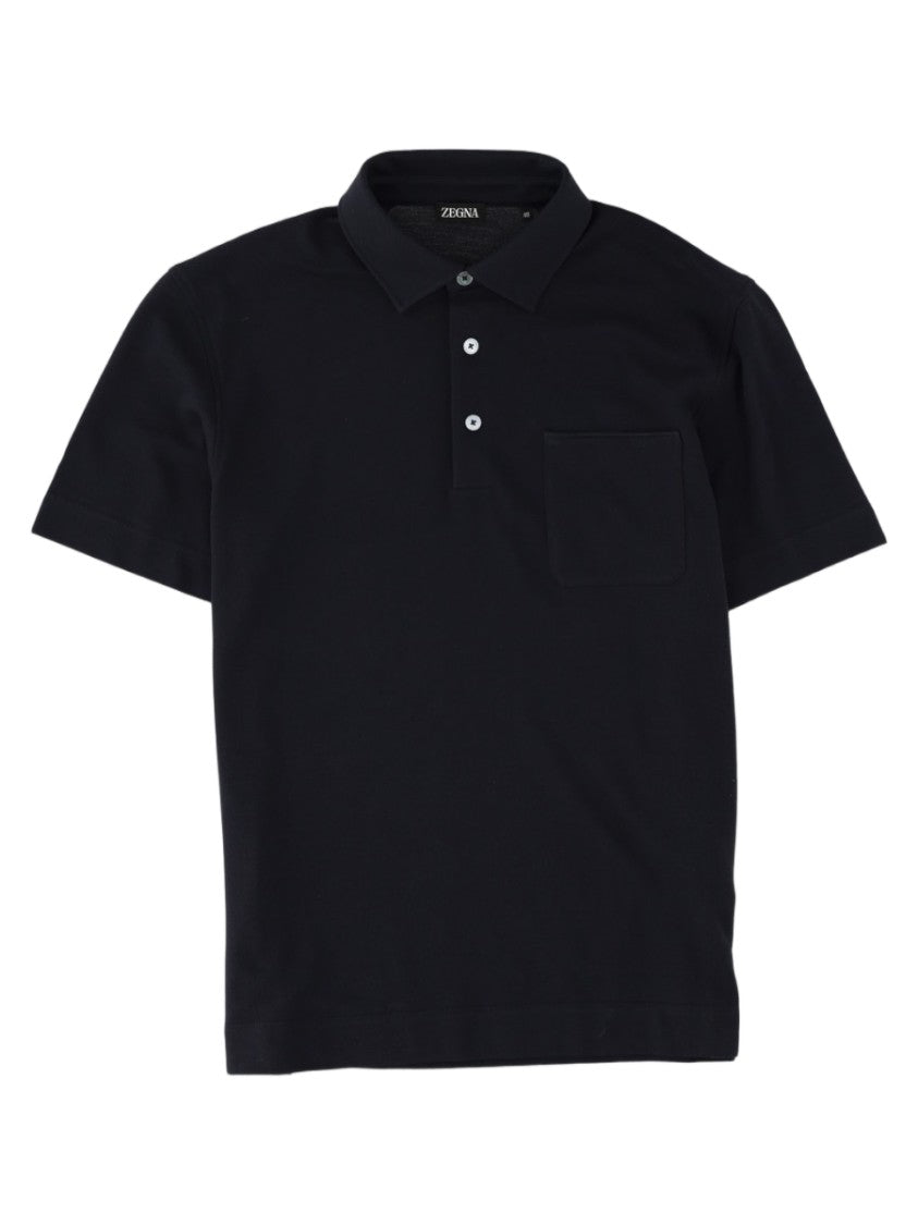 Zegna Short-Sleeve Black Polo Shirt With Structured Collar