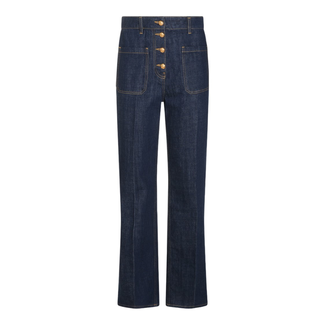 Valentino High-Waisted Dark Indigo Denim Jeans With Contrast Stitching