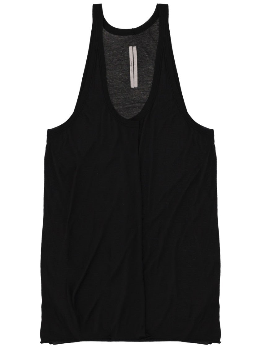 Rick Owens White Cotton Deep Scoop Tank Top