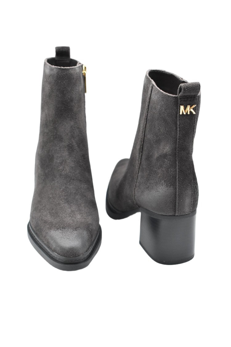 Michael Kors Brown Suede Ankle Boots With Block Heel