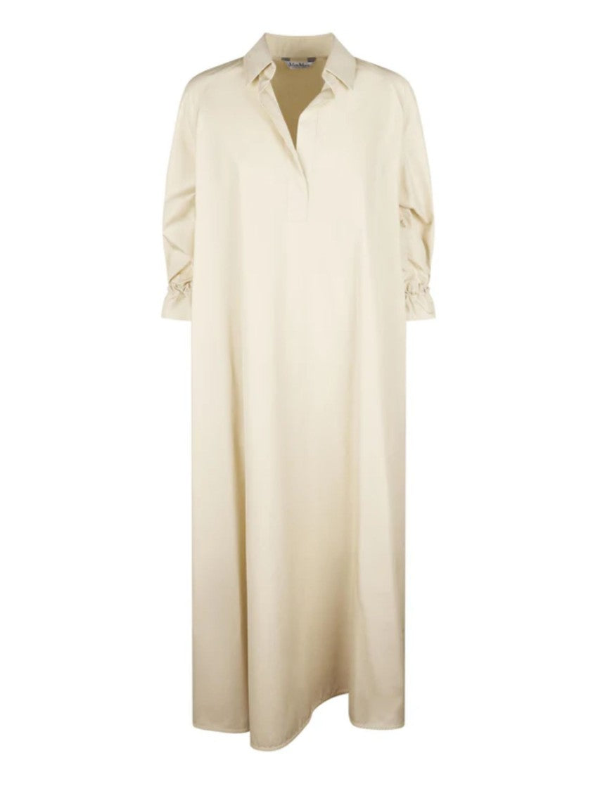 Max Mara Off-White Waist Belt Cotton Dress