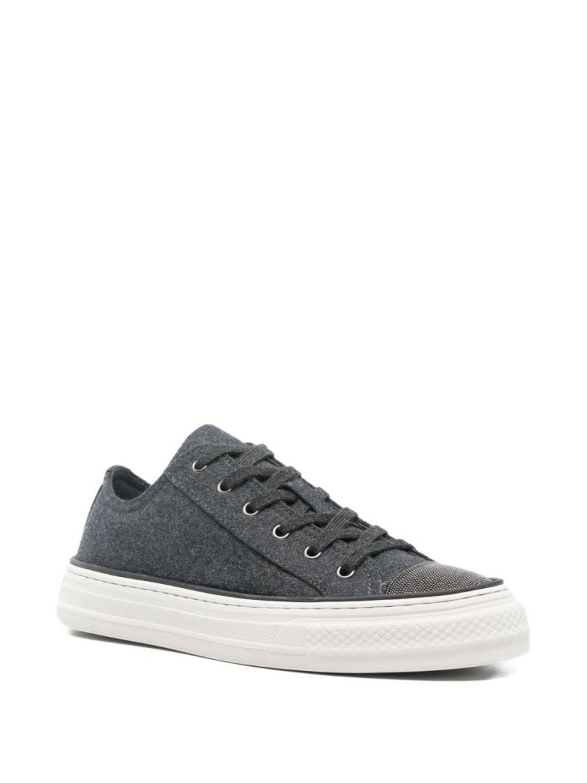 Brunello Cucinelli Grey Sneakers With Streamlined Silhouette