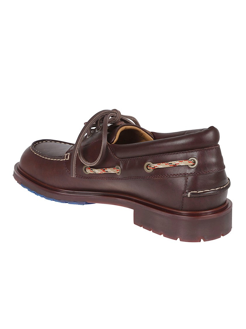 Burberry Moccasin-Style Dark Brown Calf Grain Leather Loafers