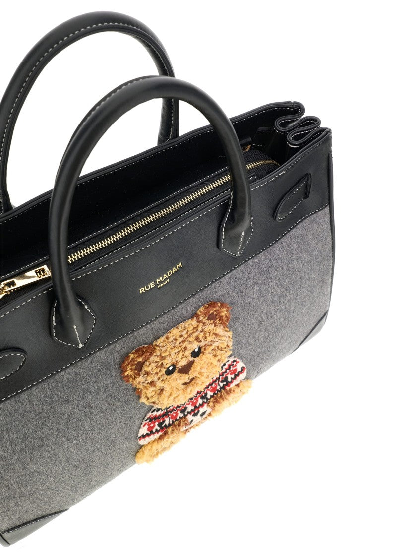 Rue Madam Paris Marvin Love Structured Grey Felt Tote Bag