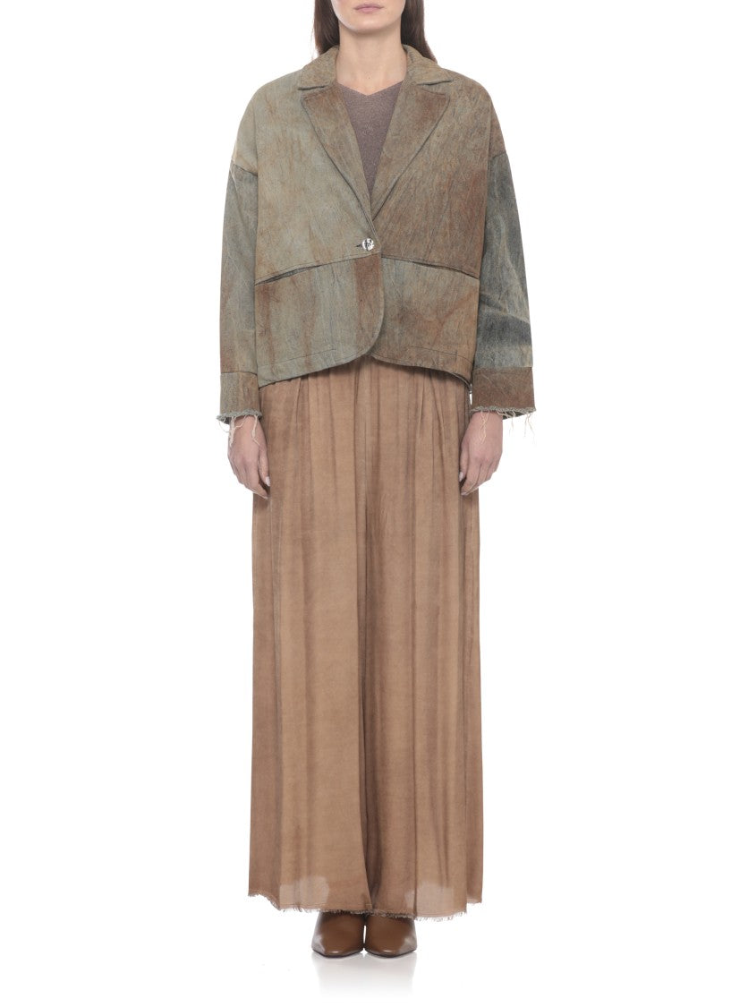 Sanctamuerte Brown Denim Classic Lapel Blazer