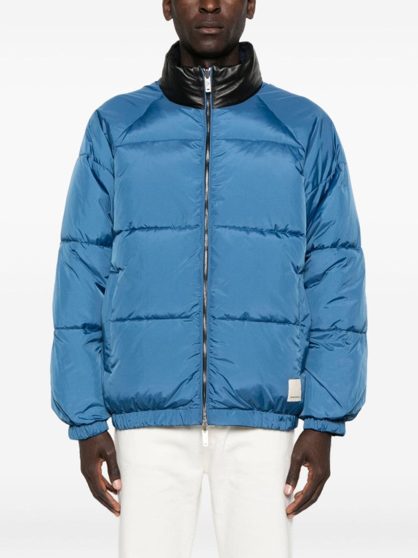 Emporio Armani Reversible Bomber Jacket In Navy Blue Suede