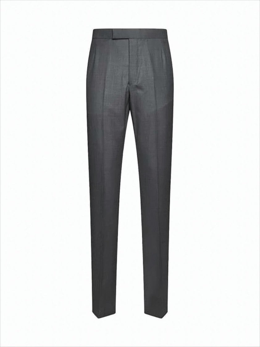 Thom Browne Tailored Grey Wool Straight Pants With Refined Fit