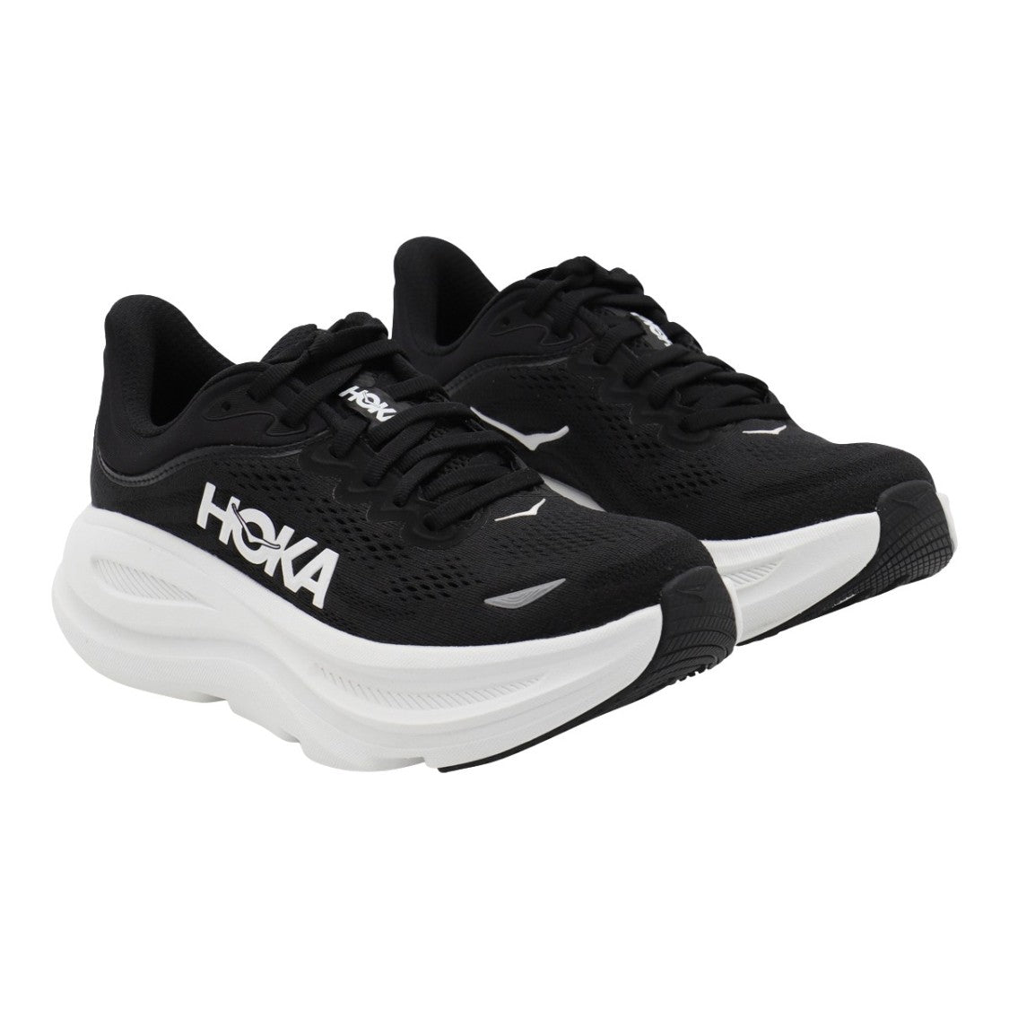 Hoka Sleek Black Mesh Sneakers With Cushioned Sole And Reflective Accents