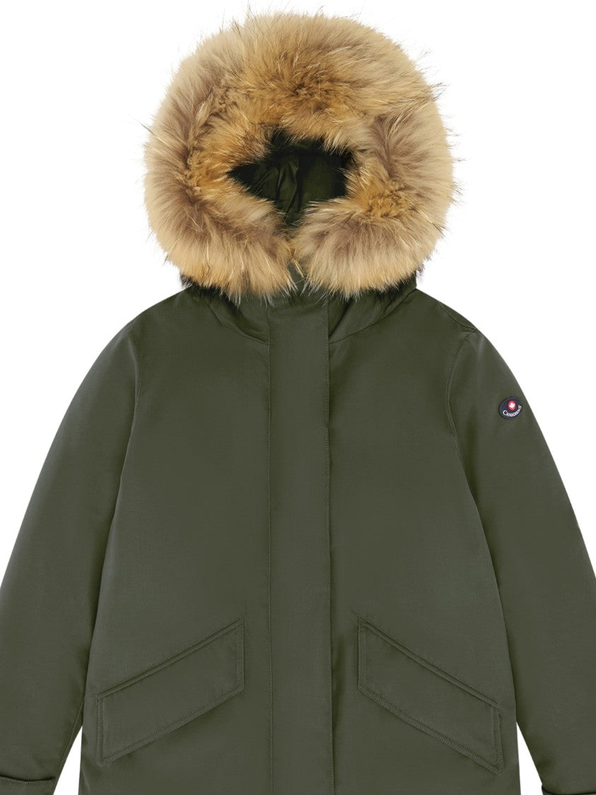 Canadiens Mid-Length Parka With Plush Fur Hood And Concealed Closures