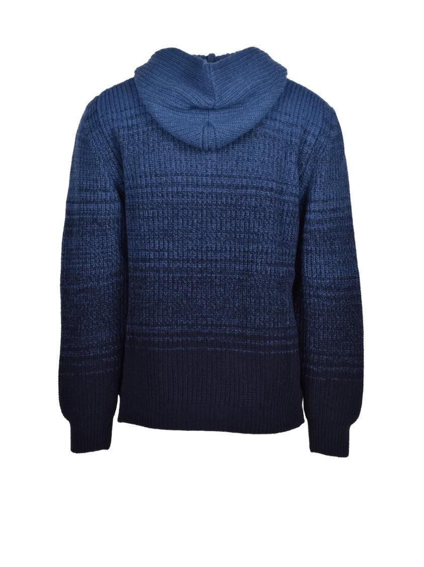 Cashmere Company P. Hooded Gradient Knit Sweater With Textured Design