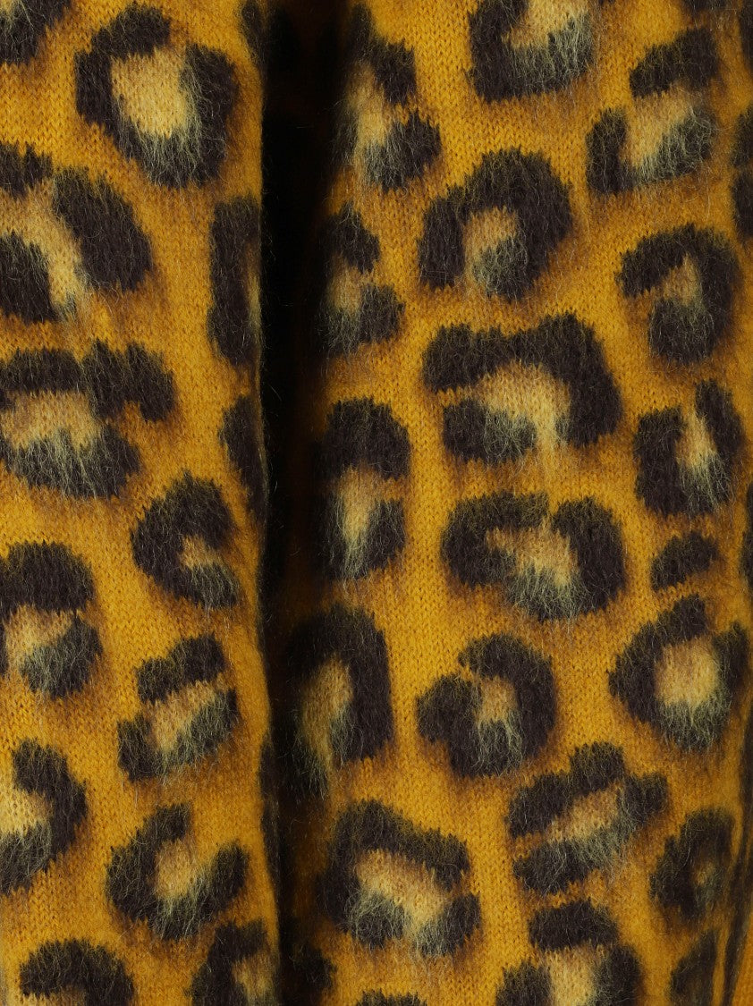 Bottega Veneta Bold Leopard Print Sweater With V-Neckline