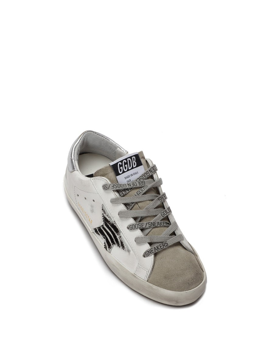 Golden Goose Super-Star Leather Upper Suede Toe Zebra Horsy