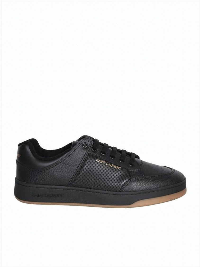 Saint Laurent Low-Top Sneakers In Textured Cowhide With Gold Accents
