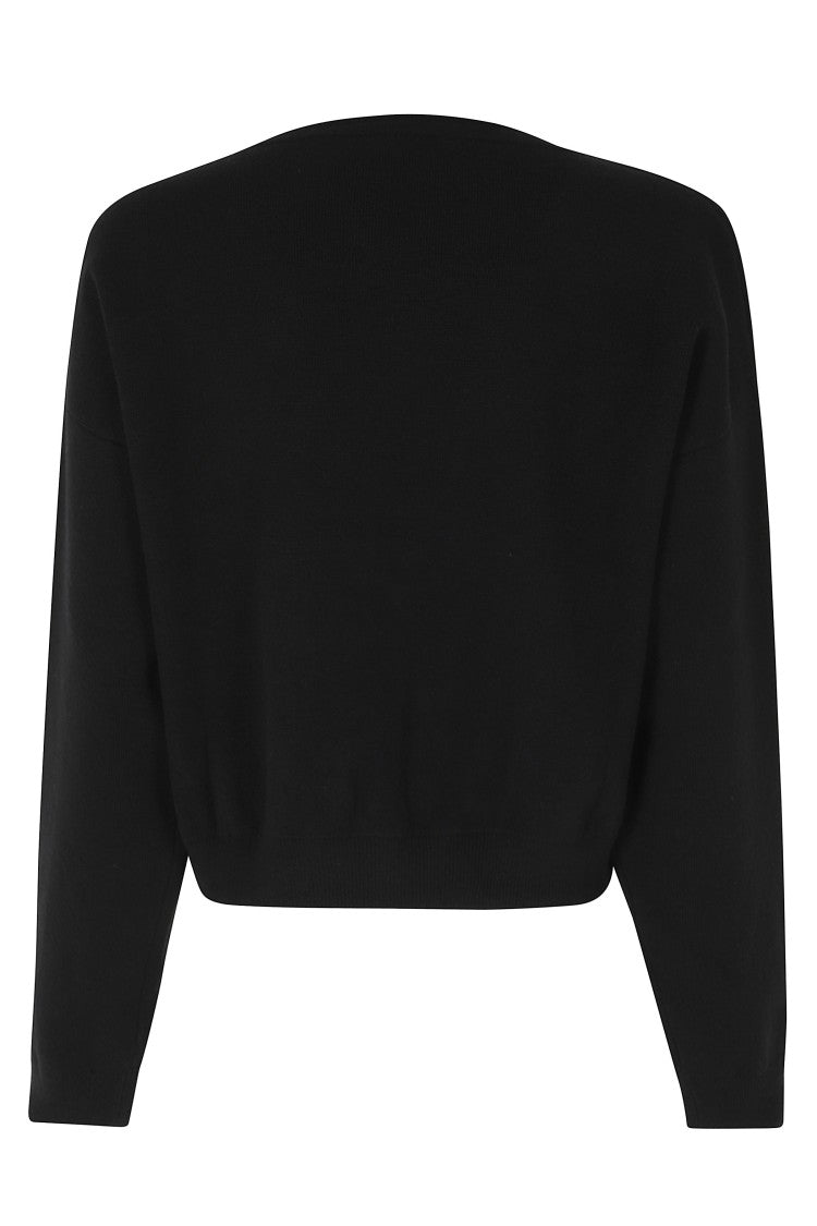 Roberto Collina Black Boxy Cropped Merino Wool Cardigan