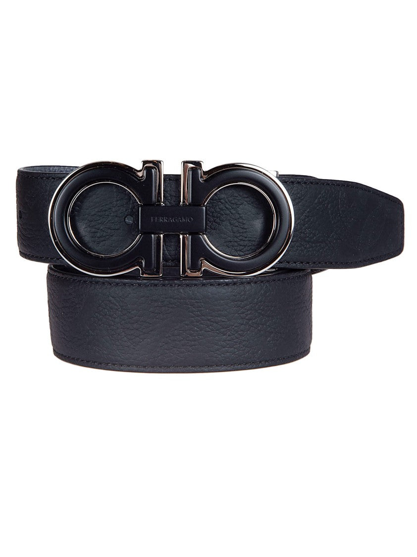 Ferragamo Dual-Sided Calfskin Leather Belt With Gancini Buckle