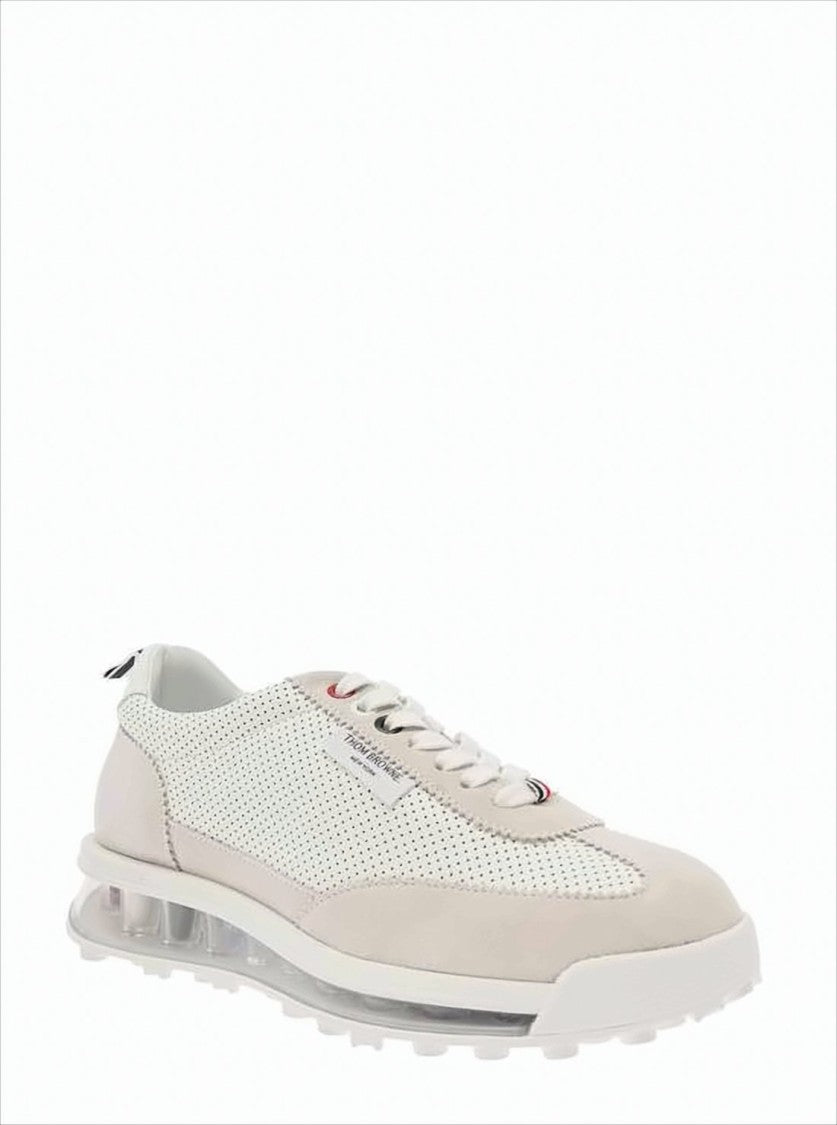 Thom Browne Perforated Calfskin Sneakers With Transparent Sole