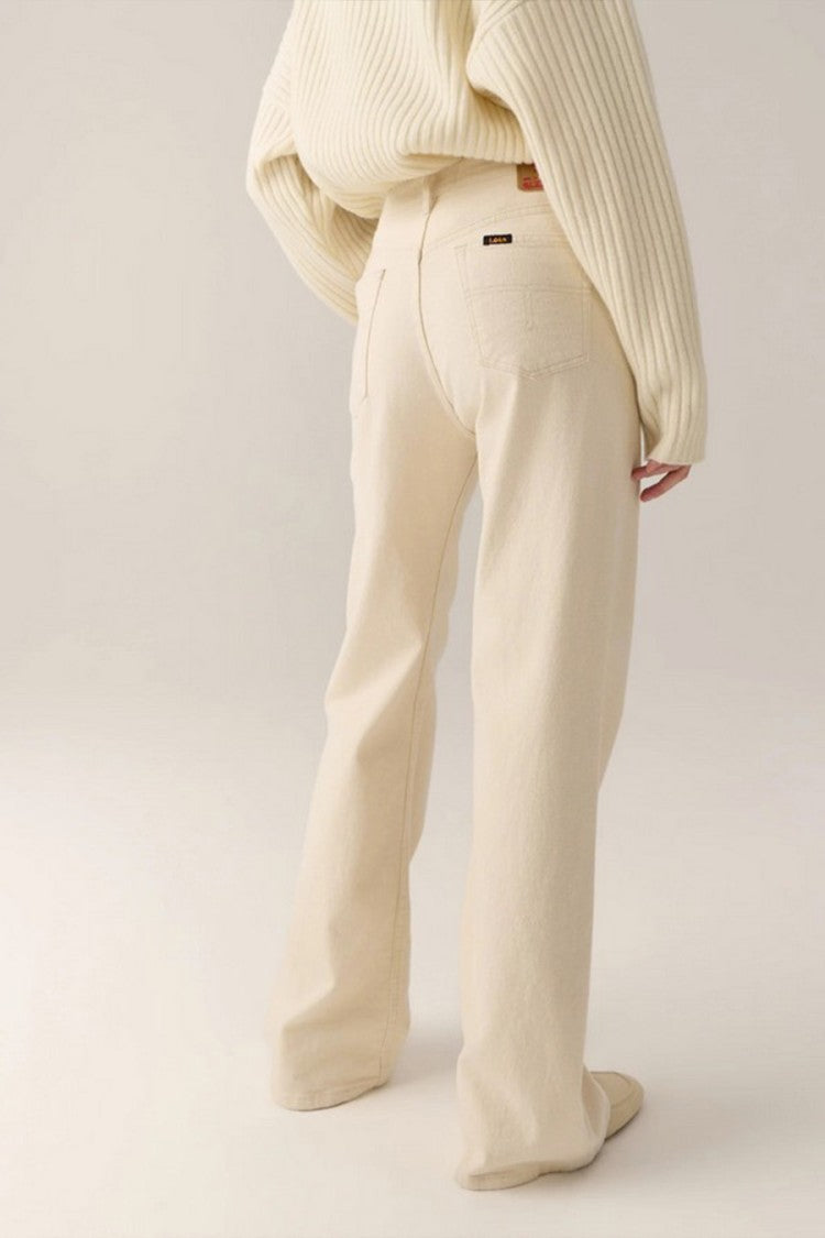 Lois Cream High-Rise Wide-Leg Cotton Jeans