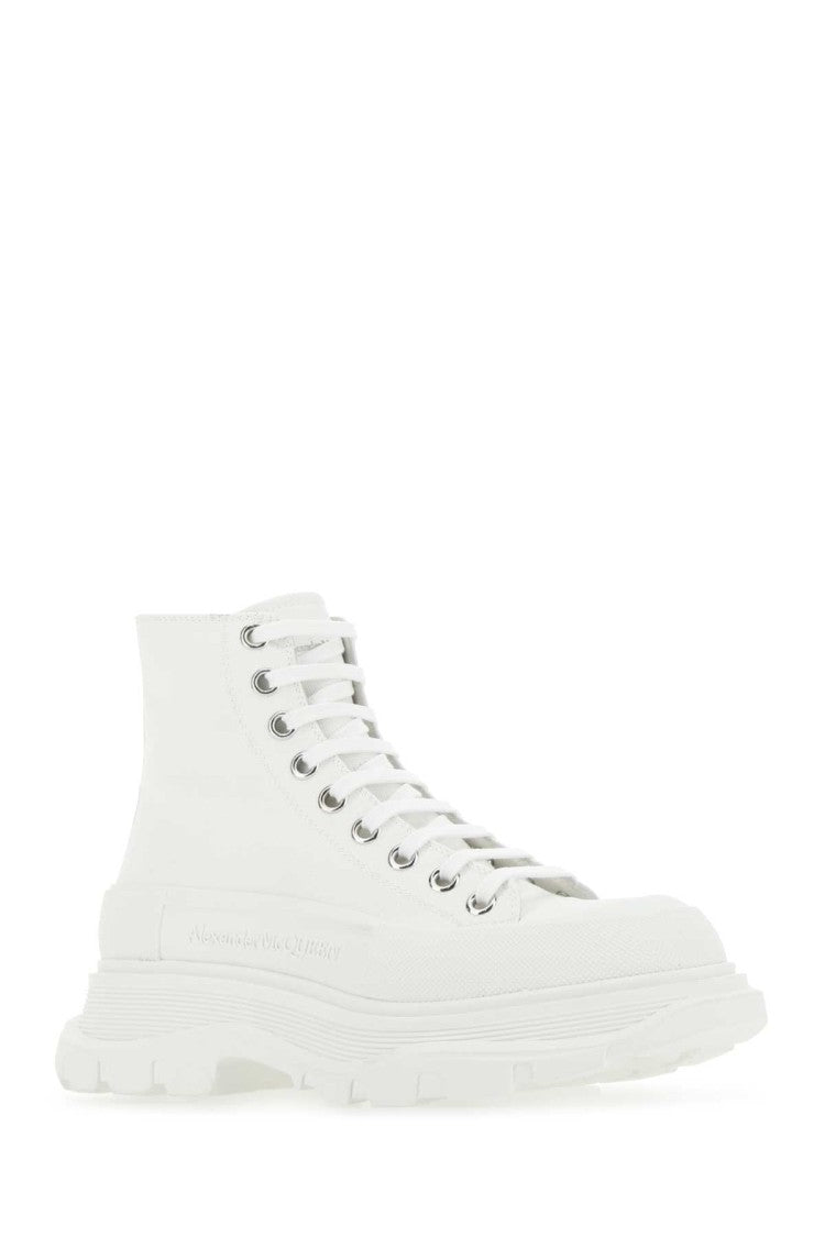 Alexander Mcqueen White Canvas Tread Slick Sneakers
