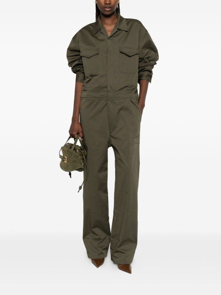 The Frankie Shop Green Utility Pointed Collar Jumpsuit