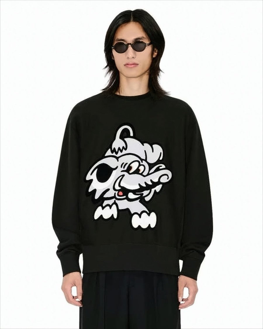 Kenzo Long-Sleeve Black Cotton T-Shirt With Playful Graphic