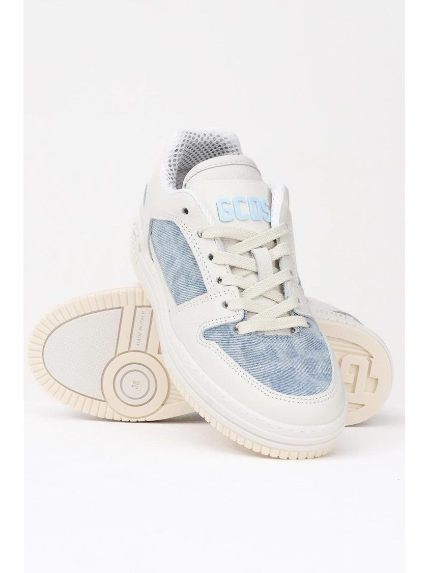Gcds White Leather-Blend Patchwork Sneakers