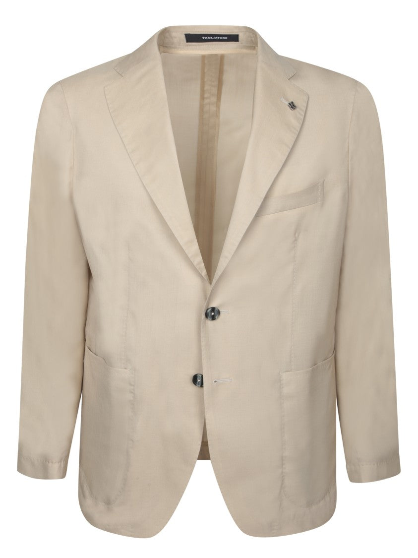 Tagliatore Beige Tailored Blazer With Notch Lapel