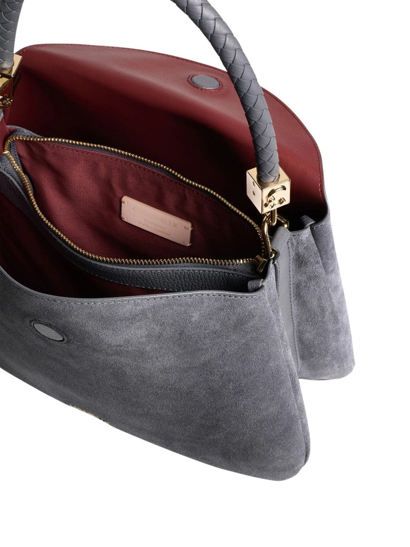 Coccinelle Tiggy Braided Handle Suede Handbag