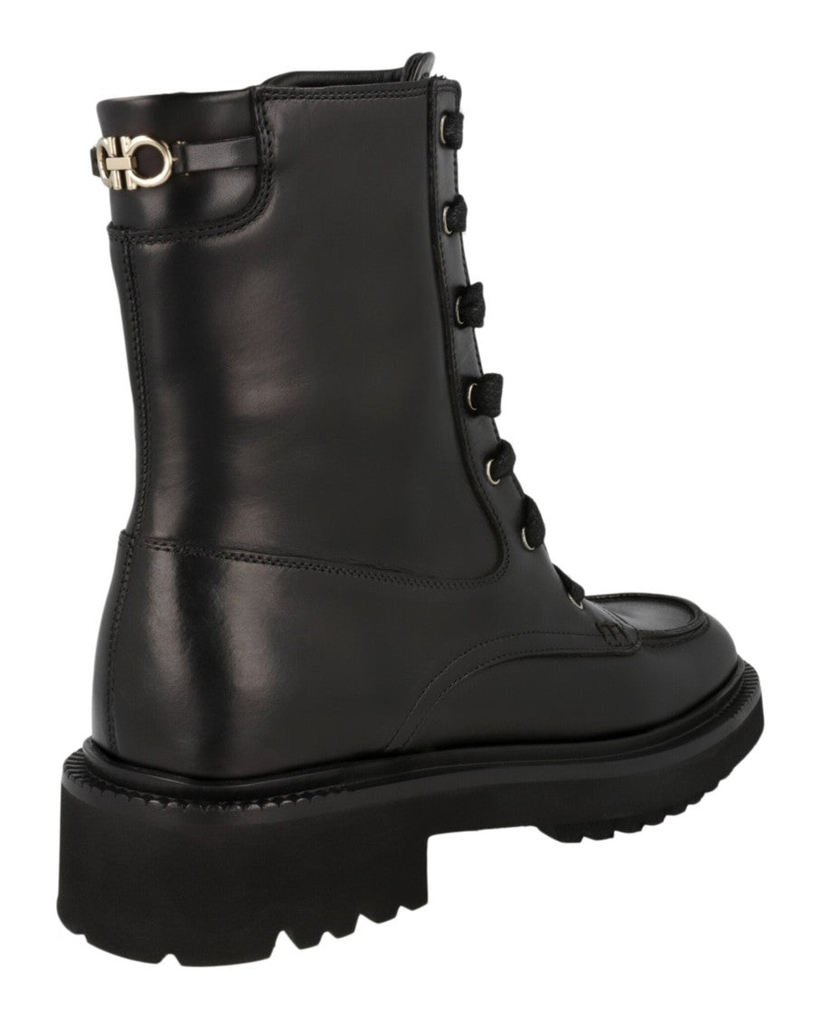 Ferragamo Leather Combat Boots