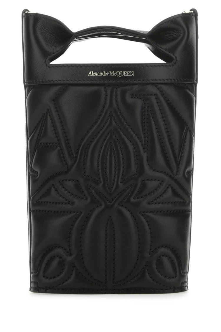 Alexander Mcqueen Black Leather The Bow Bucket Bag