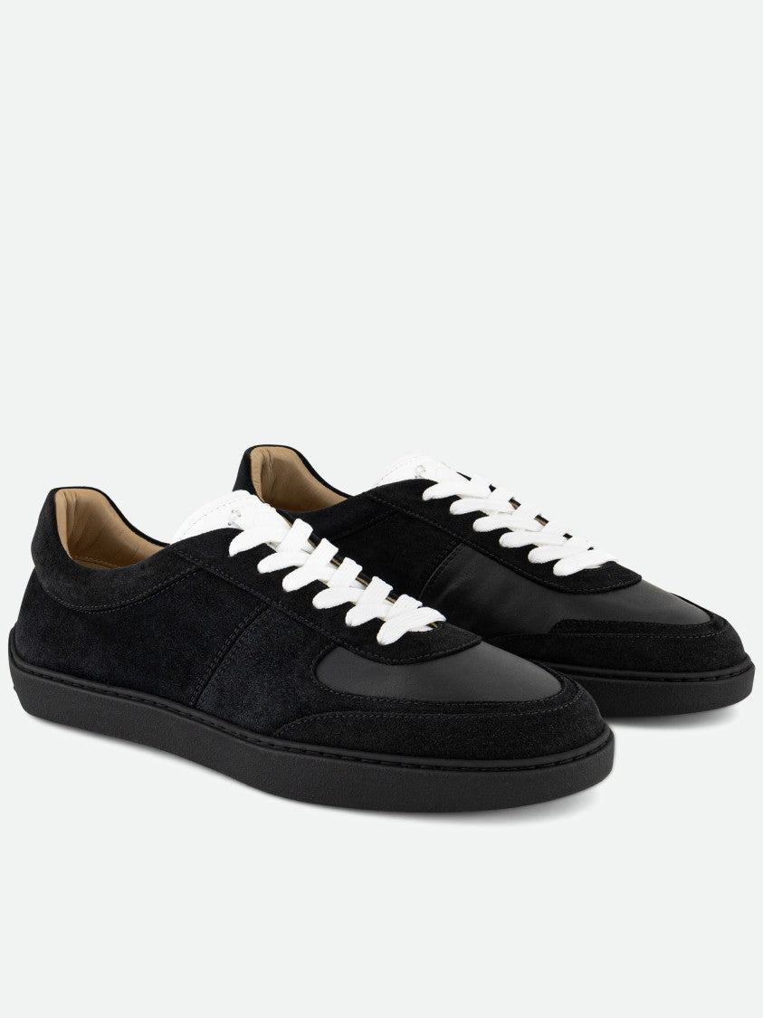 Born Outside Low-Top Black Suede And Leather Sneakers With Contrast Details