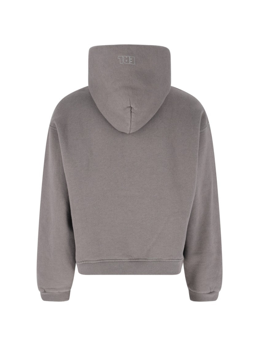 Erl Taupe Cotton Hooded Sweatshirt