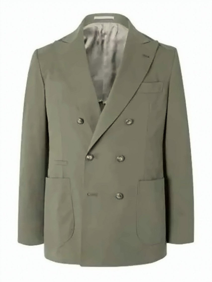 Brunello Cucinelli Double-Breasted Linen Suit Jacket