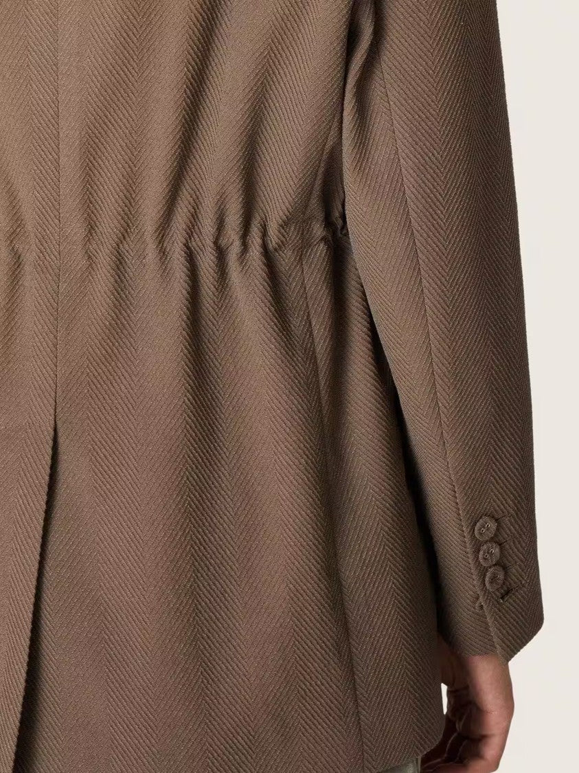 Golden Goose Dove Grey Chevron Workmanship Wool Blazer